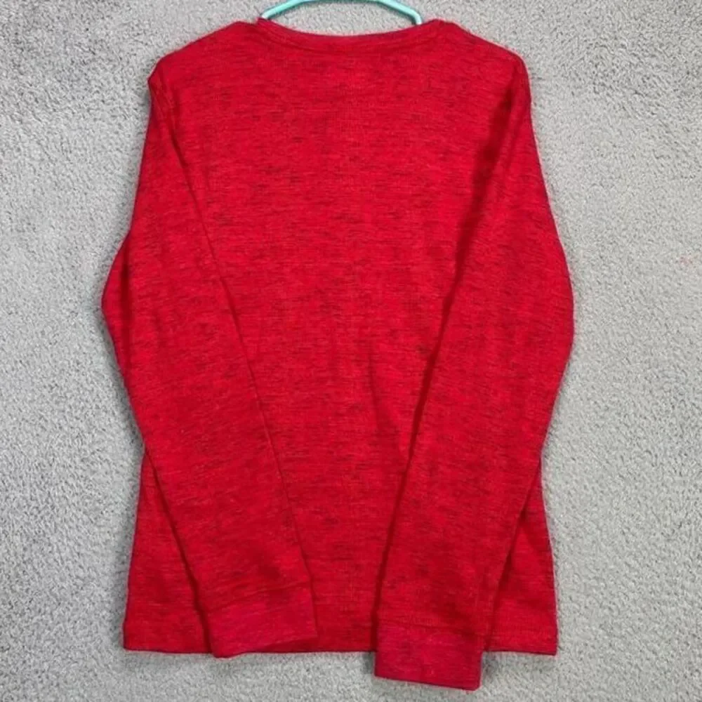 Eddie Bauer Henley Shirt Boys XL 18 20 Red Waffle Insulated Base Layer Youth NEW